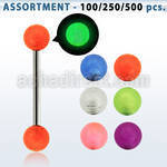 blk268 surtido piercings surtido barbells lengua acero quirurgico bolas brillan oscuridad 5mm 16mm mayorista