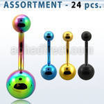 blk276 surtido piercings 24 piercings ombligo acero quirurgico anodizado bolas 5 8mm al por mayor