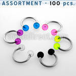 blk28 surtido piercings 100 barbells circulares acero quirurgico bolas acrilico uv distribuidor