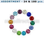 blk314 surtido piercings 24 100 bolas multi cristal 3mm rosca . el precio es tan bajo como 1 43$ por pieza al por mayor