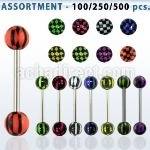blk321 surtido piercings surtido barbells lengua acero quirurgico bolas acrilicas cuadros 6mm 16mm distribuidor