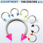 blk351 surtido piercings barbells circulares acero quirurgico variados conos acrilico uv 3mm 8mm al por mayor