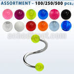 blk352 surtido piercings surtido espirales ceja acero quirurgico bolas acrilico uv 3mm 8mm venta