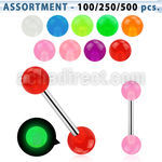blk355 surtido piercings surtido barbells lengua acero quirurgico bolas brillan oscuridad 6mm 16mm distribuidor