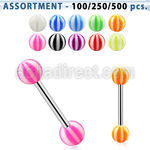 blk366 surtido piercings surtido barbells lengua acero quirurgico bolas acrilicas pelota playa 6mm 16mm al por mayor