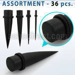 blk387 surtido piercings 36 expansores madera areng anillo goma al por mayor