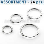 blk428 surtido piercings 24 pares aros oreja plata esterlina 925 lisa al por mayor