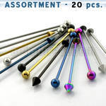 blk45 surtido piercings 20 barbells industriales acero quirurgico brillo espejo colores anodizados variados al por mayor