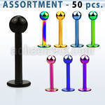 blk466 surtido piercings 50 labrets acero quirurgico pvd bola 3mm mayorista