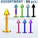 blk467 surtido piercings 50 labrets acero quirurgico pvd conos 3mm distribuidor