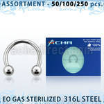 blk474 surtido piercings surtido 250 50 piercings esterilizados barbells circulares acero quirurgico 316l bolas 3mm 6mm 14mm distribuidor