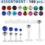 blk506 surtido 100 labrets bio flexibles transparentes plateada presion cristal pegado 1 5mm 3mm distribuidor