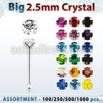 blk527 surtido por mayor piercings nariz plata piercings nariz hueso plata esterlina 925 0 6mm cristal redondo 2 5mm venta