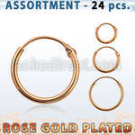 blk556 surtido piercings 24 pares aros oreja agujero plata esterlina 925 oro rosa 18 kts al por mayor