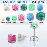 blk578 surtido piercings 24 pares piercings oreja plata esterlina 925 opalo redondo 2mm 5mm distribuidor mayorista