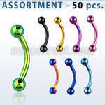 blk78 surtido piercings 50 bananas ceja acero quirurgico pvd bolas 3mm al por mayor