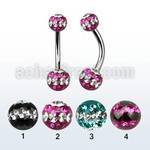 bn2frsd piercing ombligo acero quirurgico bolas multi cristal ferido 5mm 6mm triple linea distribuidor mayorista