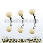 bncr5 piercing ombligo organico barra acero 316l bolas madera cocodrilo 5mm mayorista