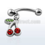 bner447 banana ceja acero quirurgico bolas acero 3mm cerezas cristal rojas s hoja cristal verde 8mm distribuidor mayorista