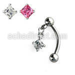 bnerv4 banana ceja acero quirurgico bolas 3mm zirconita cuadrada 3mm 6mm mayorista