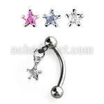 bnerv5 banana ceja acero quirurgico bolas 3mm zirconita estrella 3mm 6mm mayorista