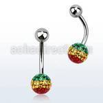 bnfr6r piercing ombligo acero quirurgico bola acero 5mm bola multi cristal ferido 6mm rayas color rasta al por mayor