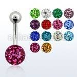 bnfr8 piercing ombligo acero quirurgico bola acero 5mm bola 8mm multi cristal ferido mayorista