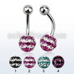 bnfr8d piercing ombligo titanio g23 bola acero 5mm bola multi cristal ferido triple linea mayorista