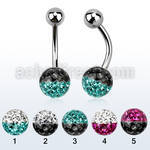 bnfr8e piercing ombligo acero quirurgico bola acero 5mm bola multi cristal ferido colores venta