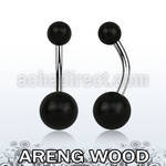 bngar piercing ombligo organico barra 316l bolas madera areng 5 8mm al por mayor