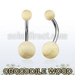 bngcr piercing ombligo organico barra 316l bolas madera cocodrilo 5 8mm distribuidor mayorista