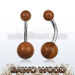 bngsw piercing ombligo organico barra 316l bolas madera sawo madera vieja 5 8mm distribuidor