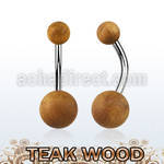 bngte piercing ombligo organico barra 316l bolas madera teca 5 8mm al por mayor