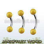 bnjf5 piercing ombligo organico barra acero 316l bolas madera jaca 5mm al por mayor