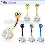 bnrdz8t pvd plated steel casting belly banana 14g cz ball