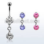 bnrz372 piercing ombligo acero quirurgico zirconia 8mm colgante zirconita redonda 38 10mm mayorista