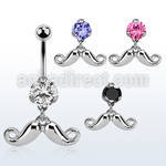 bnrz519 piercing ombligo acero quirurgico zirconia 8mm colgante bigote feliz 38 10mm venta