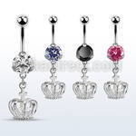 bnrz590 piercing ombligo acero quirurgico zirconia 8mm colgante corona zirconia plata distribuidor