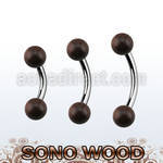 bnsn5 piercing ombligo organico barra acero 316l bolas madera sono 5mm distribuidor
