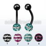 bntfr6d piercing ombligo acero quirurgico anodizado multi cristal ferido triple linea venta
