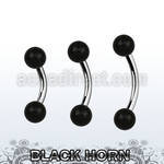 bnwk5 piercing ombligo organico barra acero 316l bolas cuerno negro 5mm mayorista