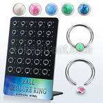 board w 30 steel ball closure ring w 3mm disk with opal