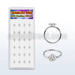 box w 24 silver seamless nose hoop w clear crystal flower