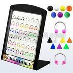 brbjmx2 display 36 barbells circulares acero quirurgico bolas acrilicas 3mm colores lisos 8mm 10mm mayorista