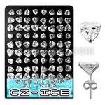 brczht display 36 pares piercings oreja plata esterlina zirconia claras corazon 6mm 8mm distribuidor