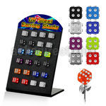 brdic5 soporte 12 pares piercings oreja acero inoxidable dado acrilico uv 5mm puntos cristal distribuidor mayorista