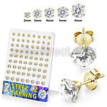 brestzr3 gold pvd plated steel ear studs 2mm to 6mm cz 36