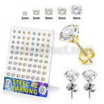 breszr4 gold pvd plated steel ear studs 2mm to 6mm cz 36