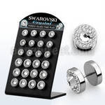 bripf6 display acrilico 24 plugs falsos acero cristal swarovski claro ferido centro cristal 8mm 10mm al por mayor