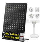 brlbi12 display 12 labrets bio flexibles transparentes zirconita formas redondas cuadradas corazon estrella 8mm distribuidor mayorista